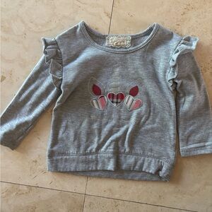 btween Gray Long Sleeve Unicorn Heart Top with Pink Accents